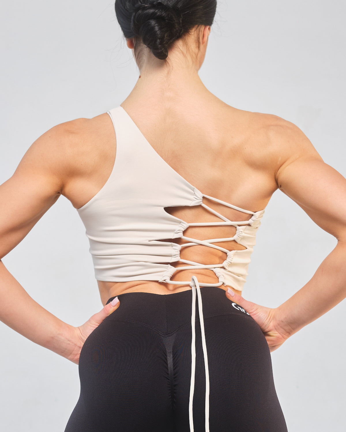 Cream Crossback Bralette for Women – Seamless, Light Support Gym Wear | Soft Breathable Fabric