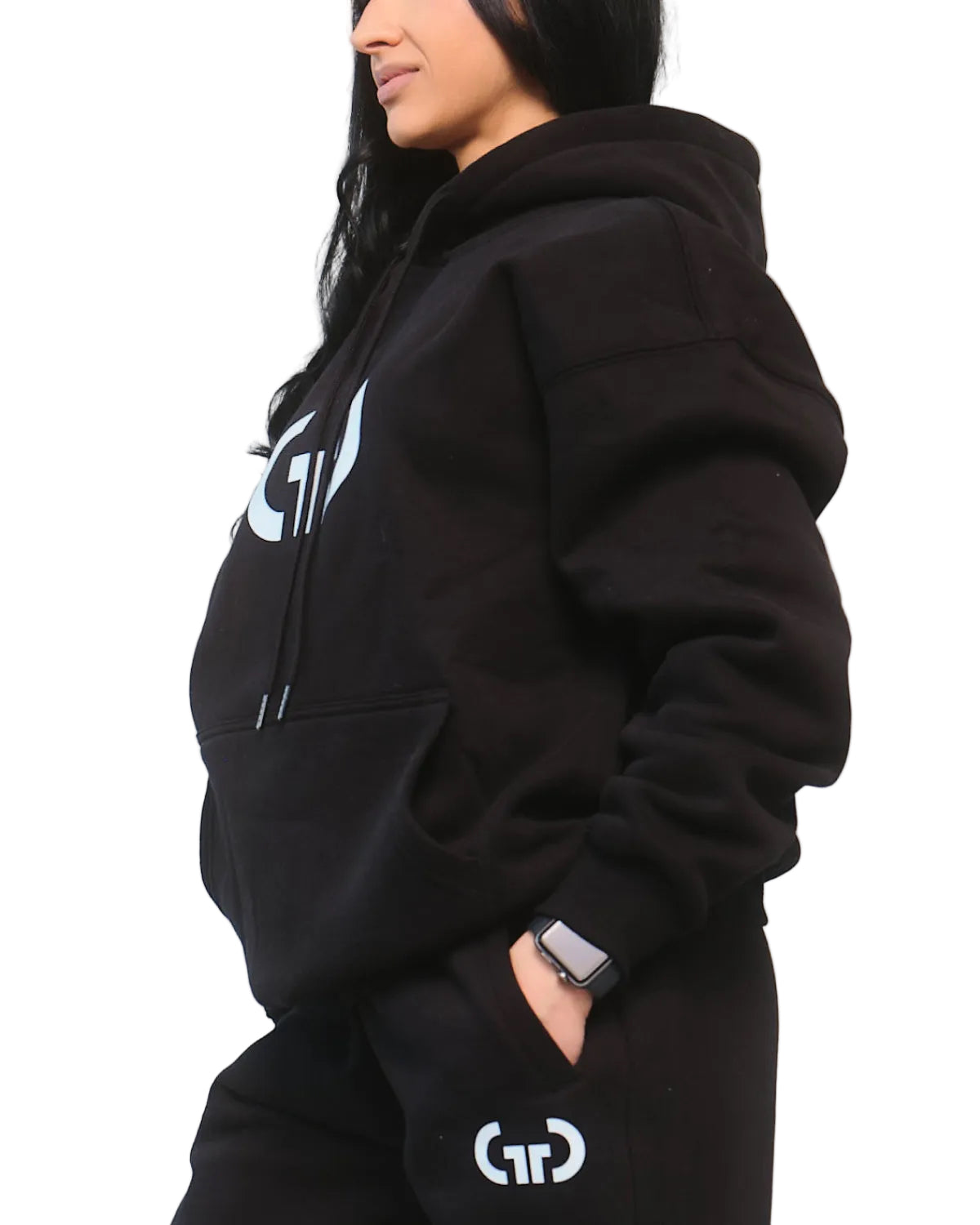 Athleisure Hoodie for Women in Black – Ultra-Soft Fabric, Relaxed Fit with Drawstring Hood & Pockets