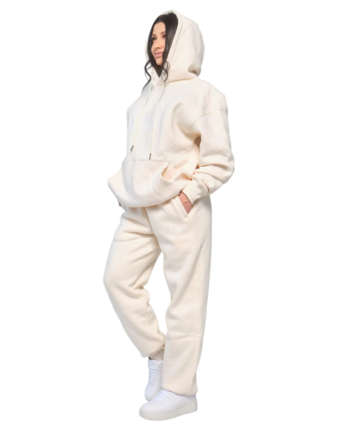 Trackpant for Women in Cream – Tapered Leg, Adjustable Waistband, Soft Breathable Fabric for Comfort & Style