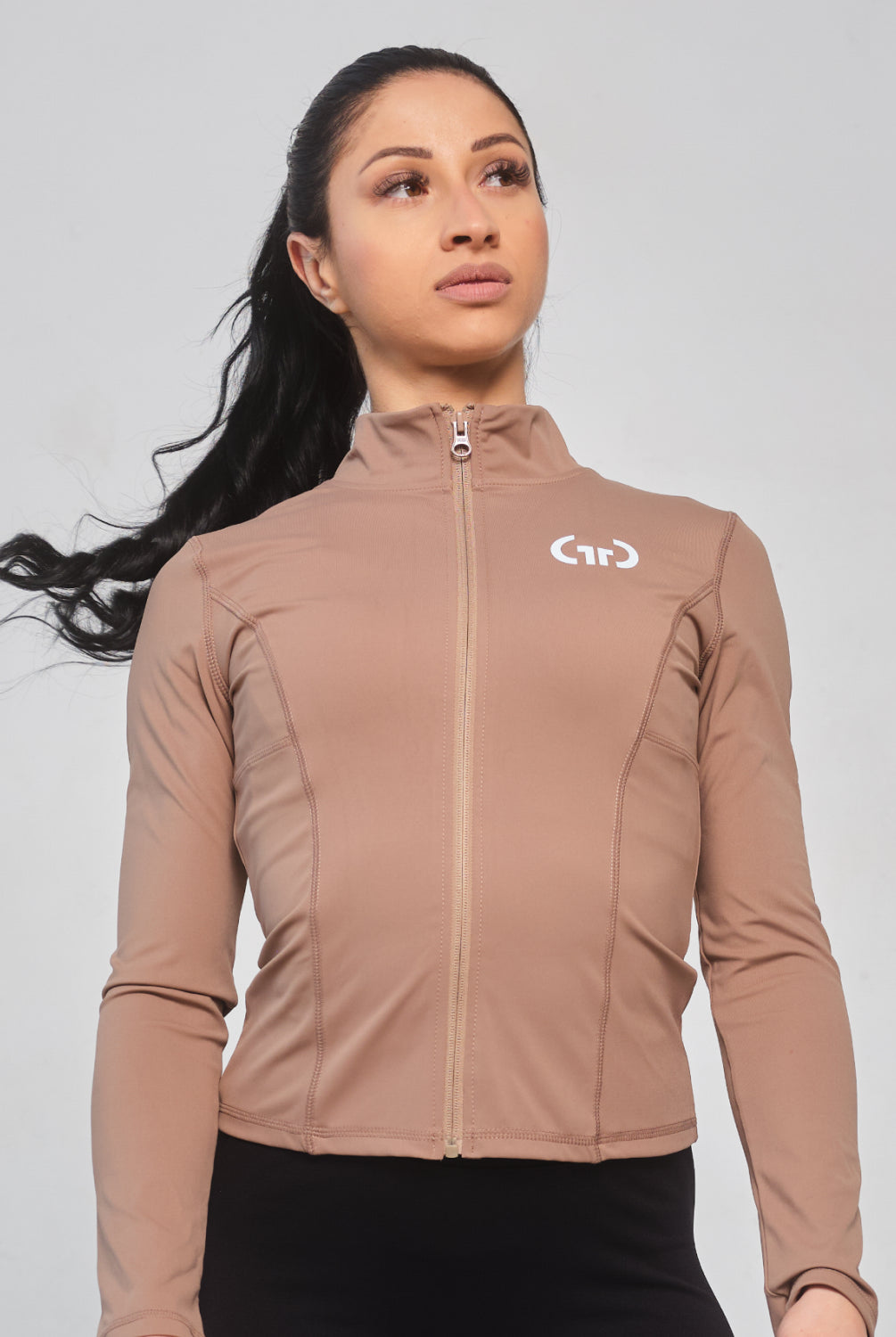 Women’s Athleisure Jacket in Brown – Stylish Performance Layer with Zippered Pockets & Adjustable Cuffs - Get Things Done Jacket