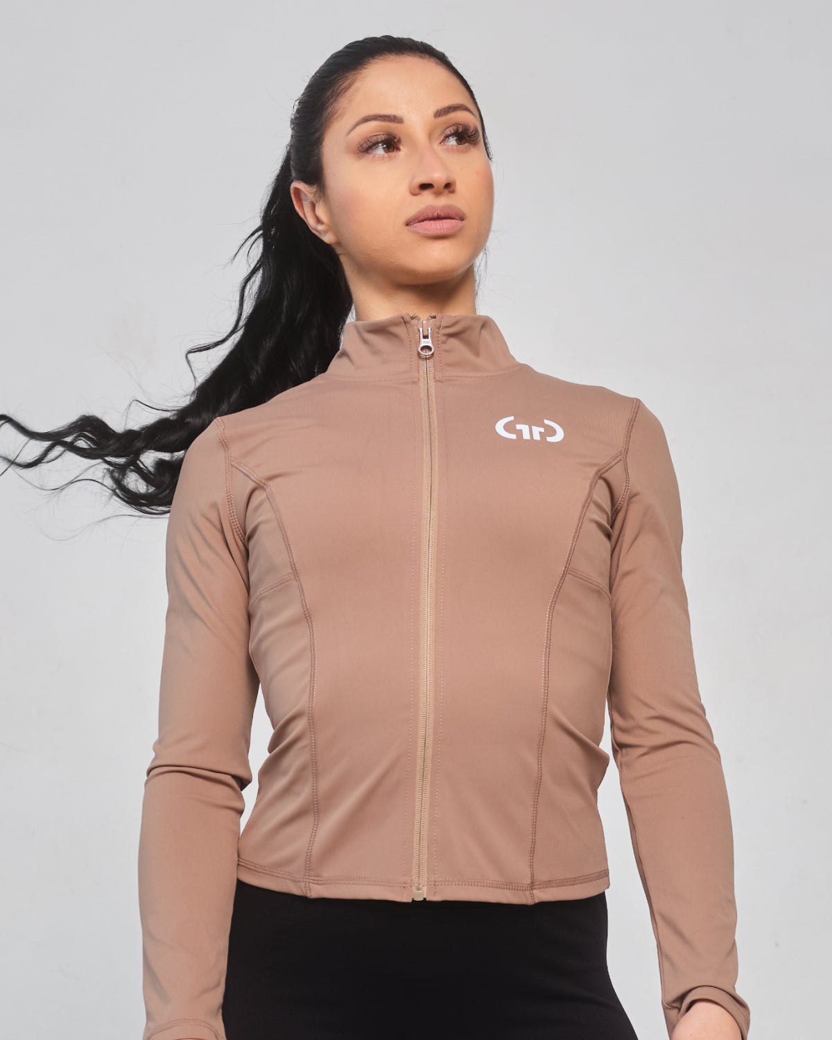 Women’s Athleisure Jacket in Brown – Stylish Performance Layer with Zippered Pockets & Adjustable Cuffs - Get Things Done Jacket