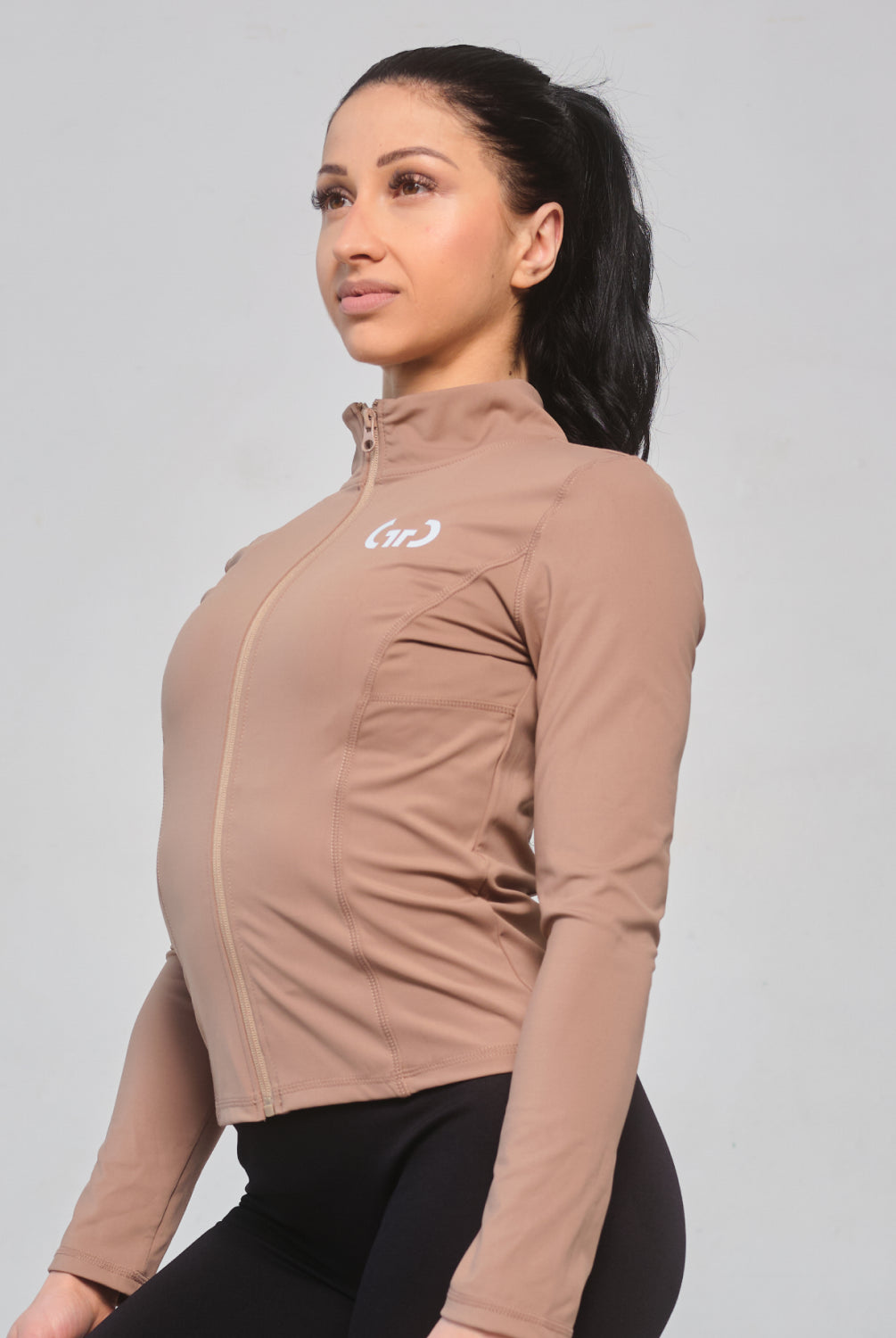 Women’s Athleisure Jacket in Brown – Stylish Performance Layer with Zippered Pockets & Adjustable Cuffs - Get Things Done Jacket