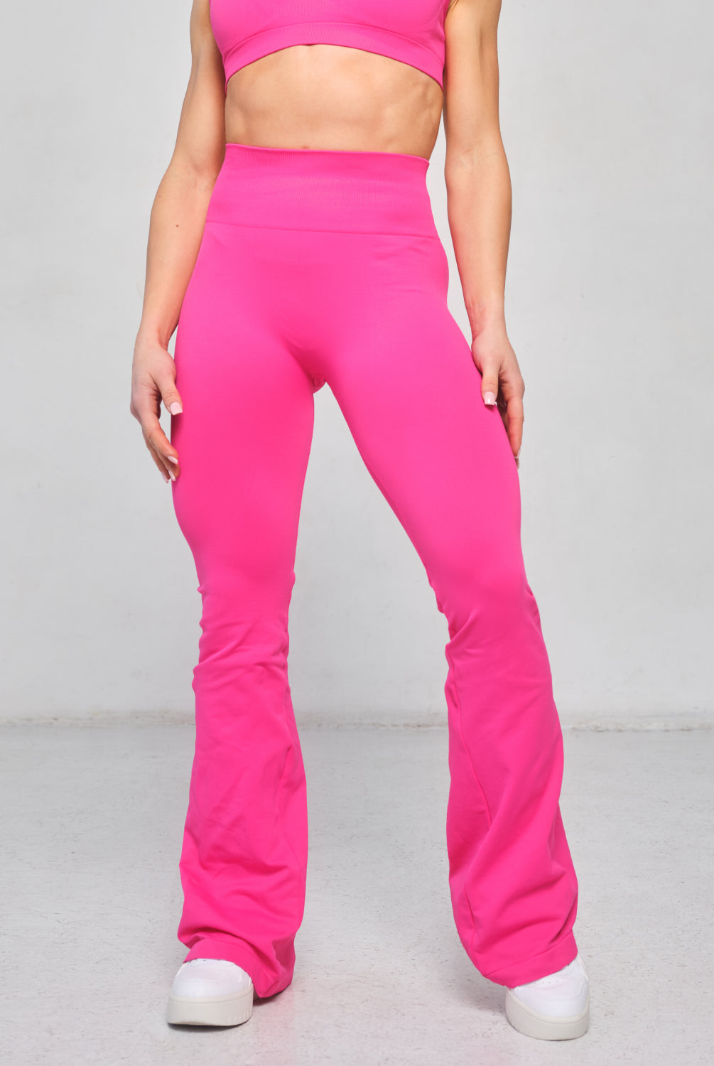 Scrunch Flare Trousers for Women in Pink – Figure-Enhancing Fit with Flared Leg and Scrunch Detail