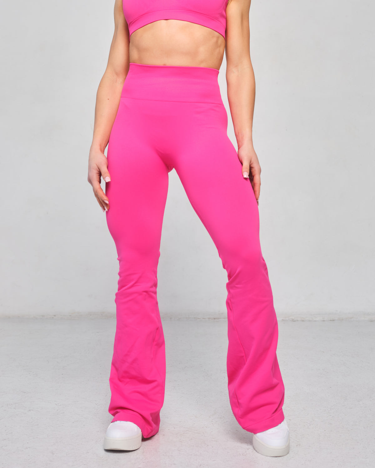 Scrunch Flare Trousers for Women in Pink – Figure-Enhancing Fit with Flared Leg and Scrunch Detail