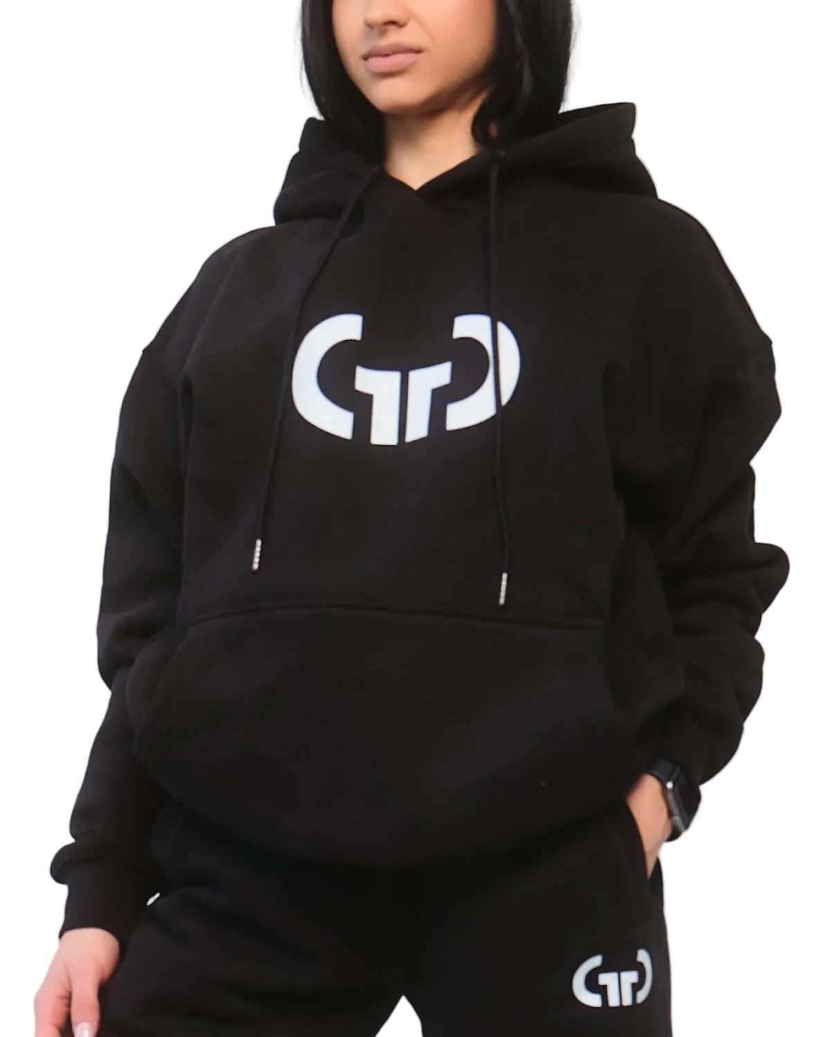 Athleisure Hoodie for Women in Black – Ultra-Soft Fabric, Relaxed Fit with Drawstring Hood & Pockets