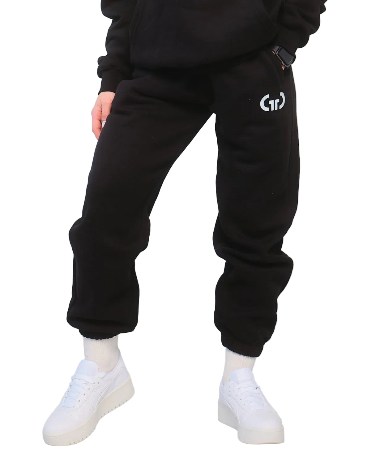 Trackpant for Women in Black – Tapered Leg, Adjustable Waistband, Soft Breathable Fabric for Comfort & Style