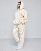 Trackpant for Women in Cream – Tapered Leg, Adjustable Waistband, Soft Breathable Fabric for Comfort & Style