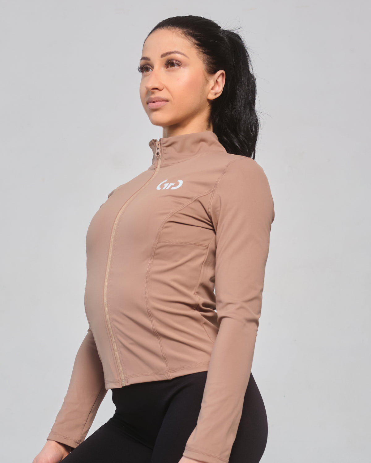 Women’s Athleisure Jacket in Brown – Stylish Performance Layer with Zippered Pockets & Adjustable Cuffs - Get Things Done Jacket