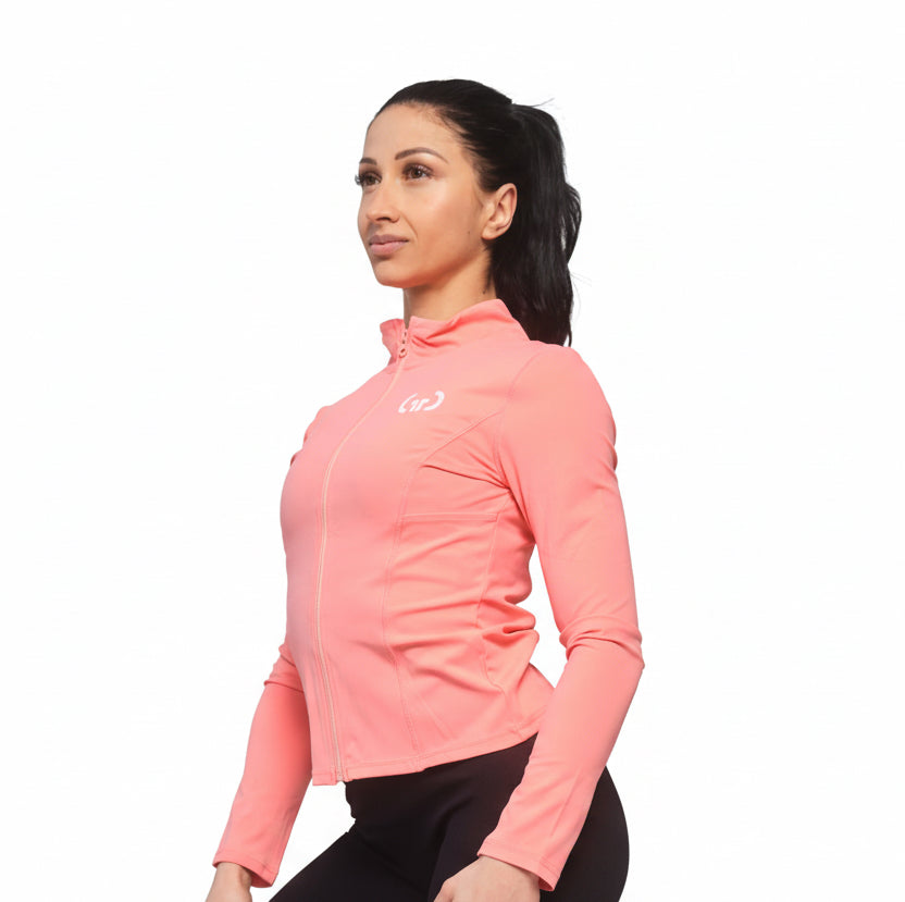 Women’s Athleisure Jacket in Pink – Stylish Performance Layer with Zippered Pockets & Adjustable Cuffs - Get Things Done Jacket