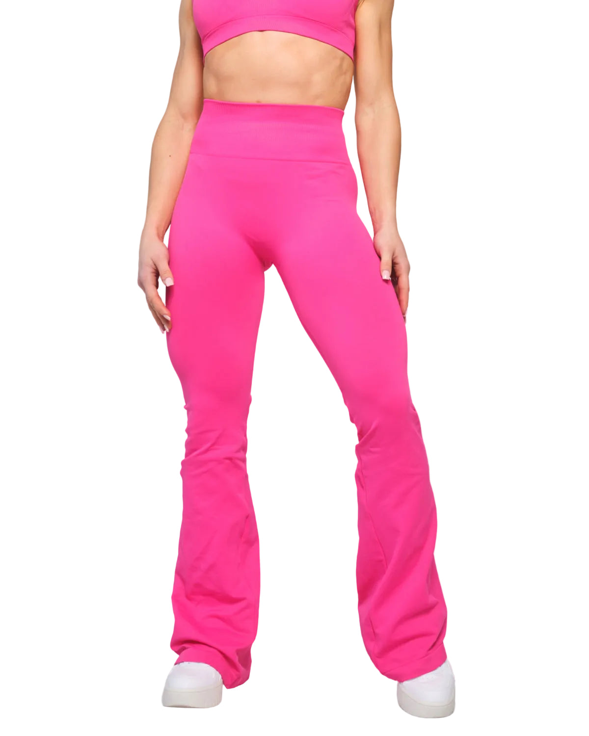 Scrunch Flare Trousers for Women in Pink – Figure-Enhancing Fit with Flared Leg and Scrunch Detail