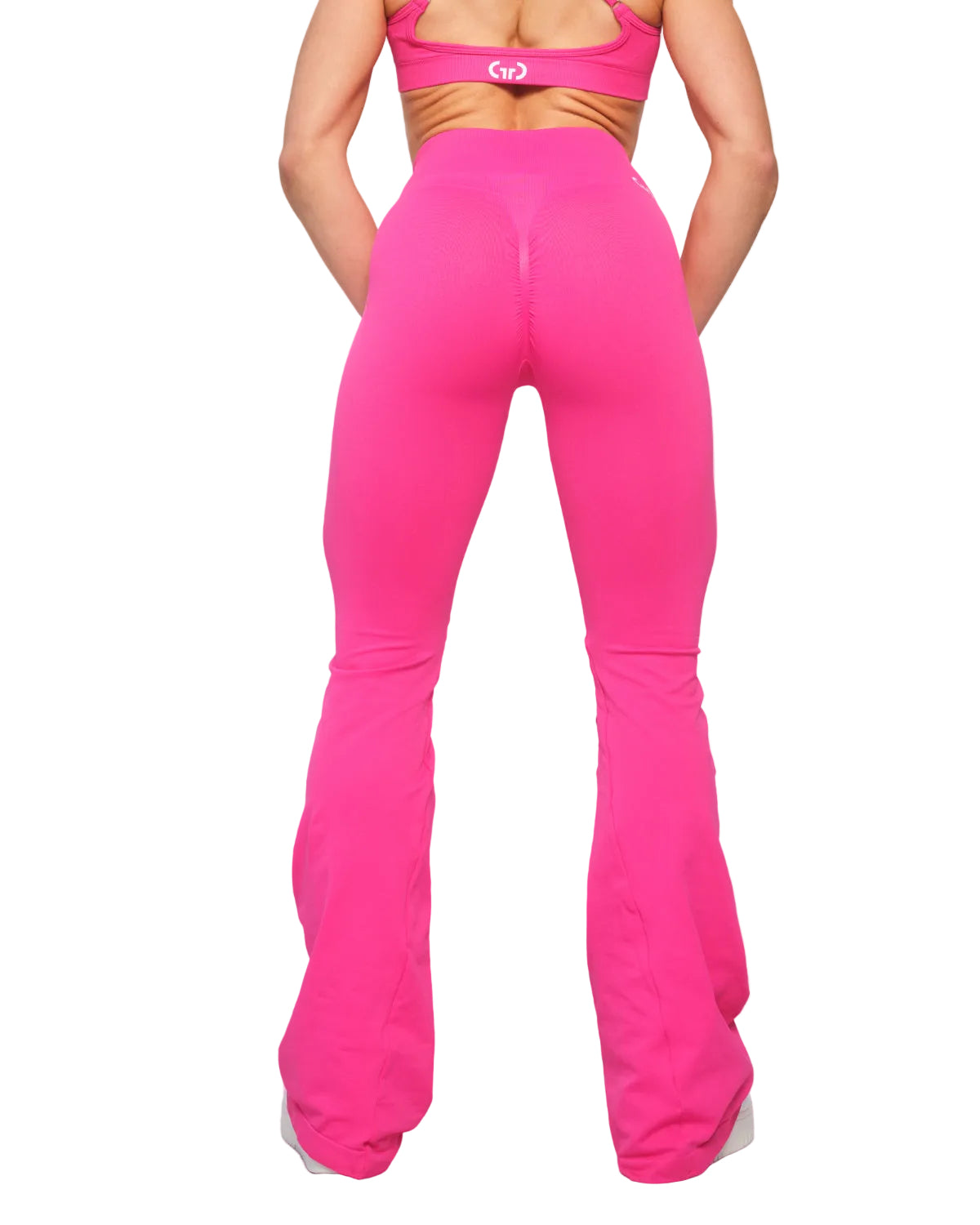 Scrunch Flare Trousers for Women in Pink – Figure-Enhancing Fit with Flared Leg and Scrunch Detail