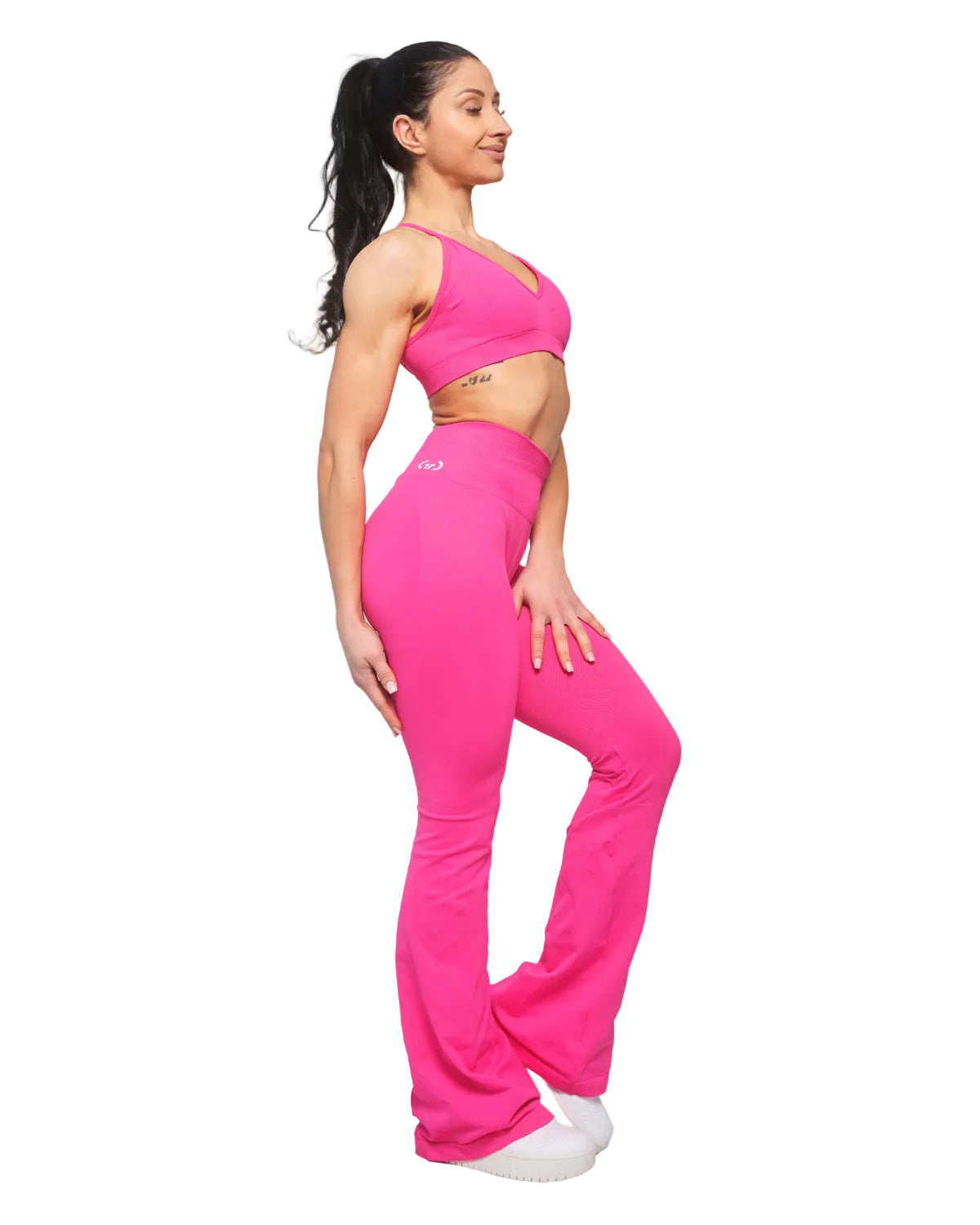 Scrunch Flare Trousers for Women in Pink – Figure-Enhancing Fit with Flared Leg and Scrunch Detail
