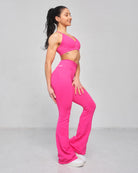 Scrunch Flare Trousers for Women in Pink – Figure-Enhancing Fit with Flared Leg and Scrunch Detail